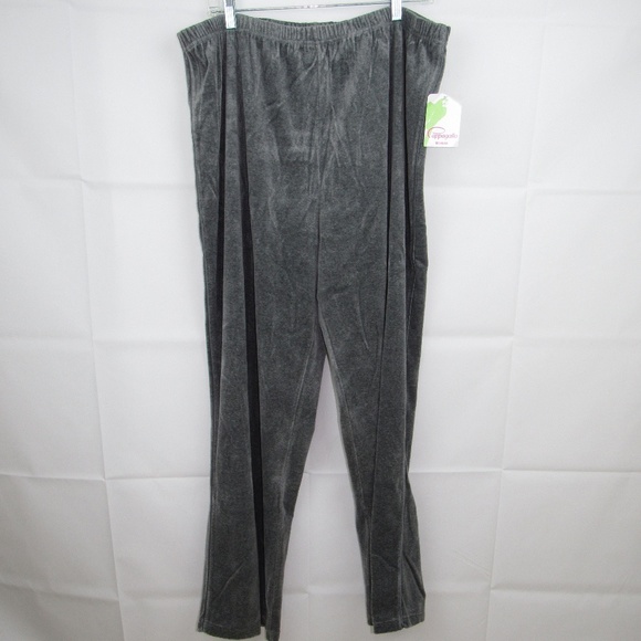 PAPPAGALLO WOMAN GRAY FELT TRACK PANTS SIZE 2X - Picture 3 of 5